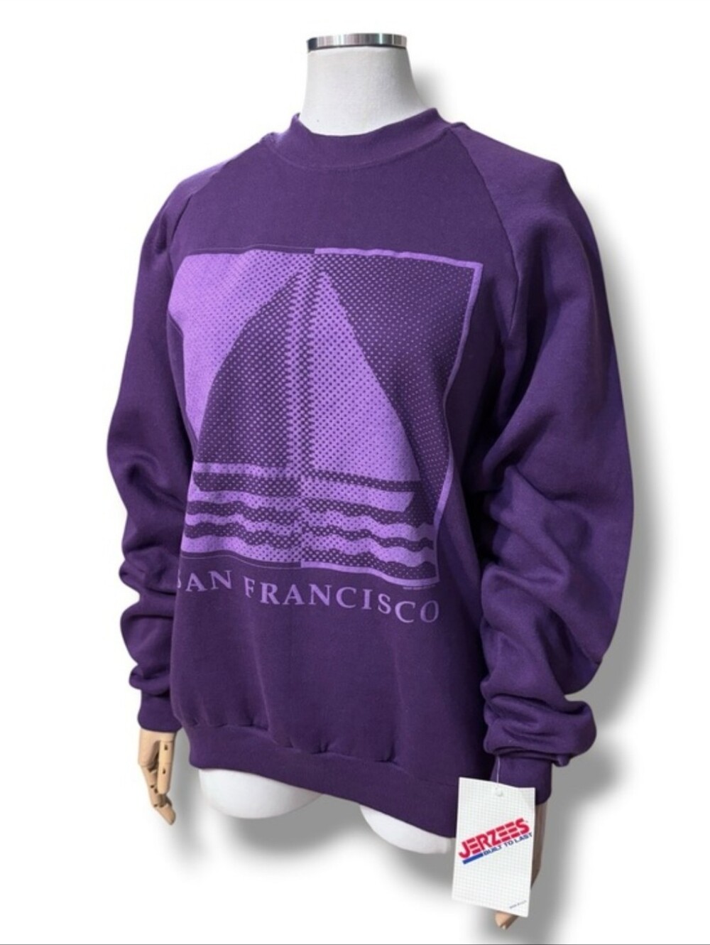 JERZEES Purple Crew Neck Sweatshirt San Francisco Graphic VINTAGE 1990s NWT